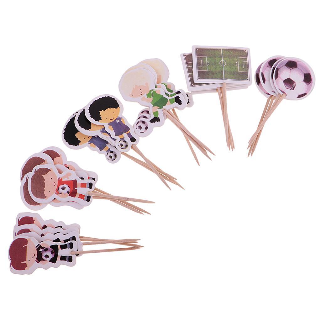 2x Set of 24 Football Cake Cupcake Decorative Cupcake Topper for Kids Birthday Party Themed Shower