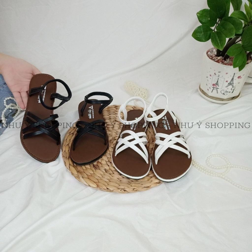 Giày sandal nữ đi học, đi chơi 4 dây chéo cách điệu xinh xắn Hình Thật- tb4cheo