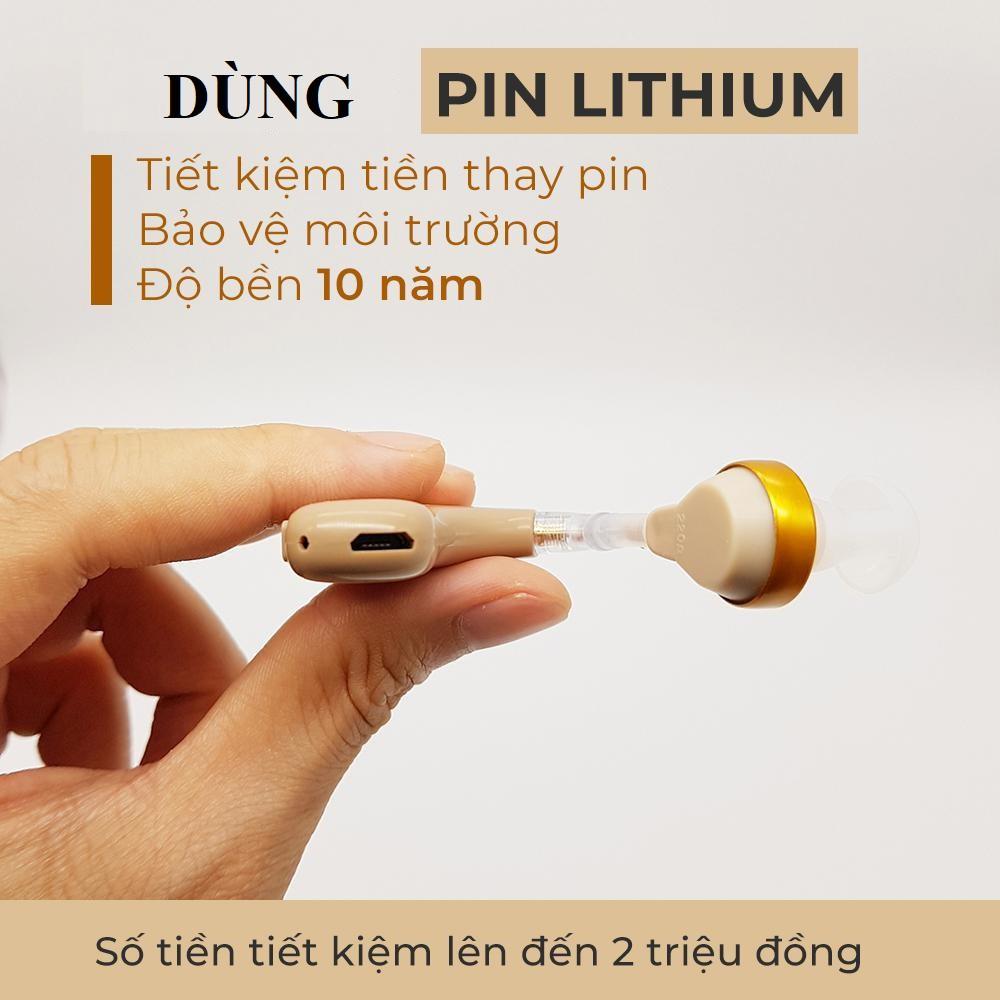 Tai Nghe Nhét Tai️️Tai Nghe Trợ Thính Pin Sạc Nhỏ Gọn Tiện Lợi - Máy Trợ Thính GM-100