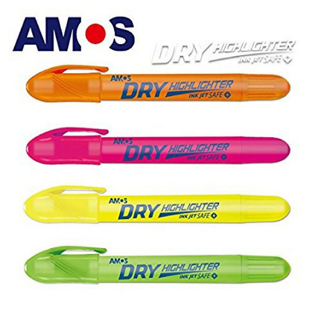 Bút nhớ dòng nhập khẩu Hàn Quốc AMOS Dry Highlighter vỉ 4 chiếc HLD4B1