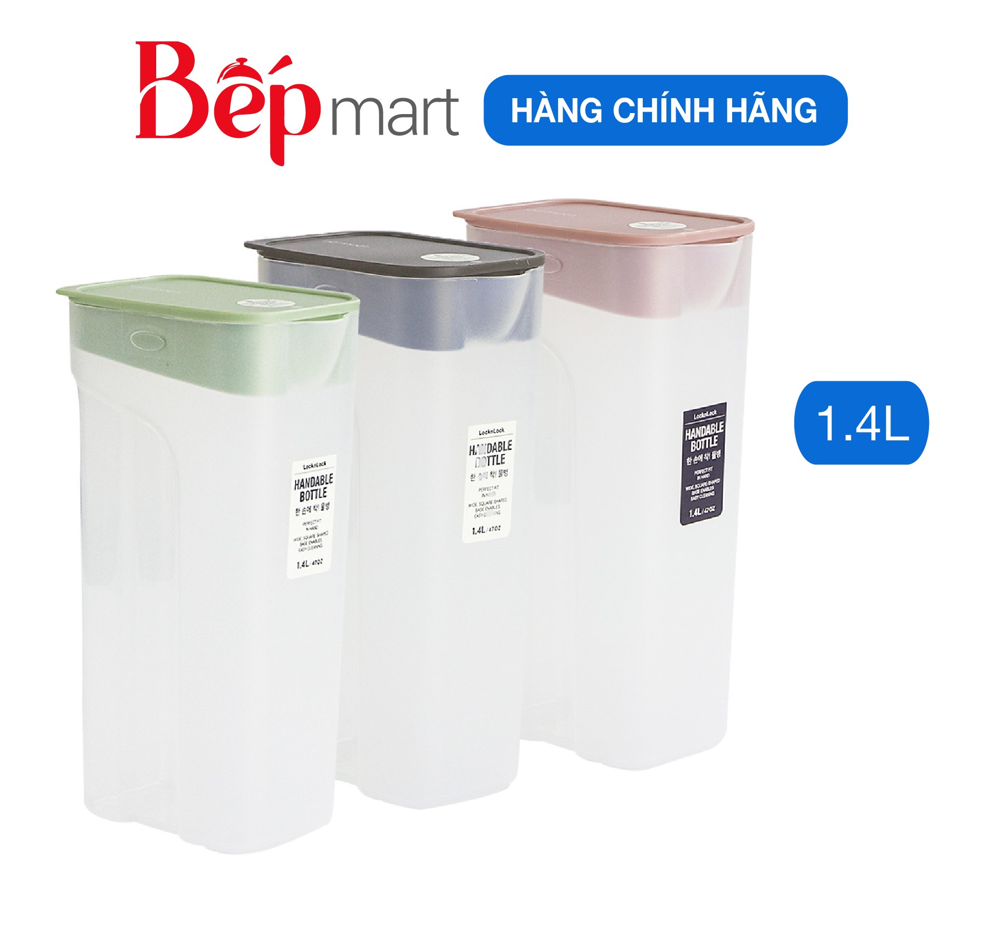 Bình nước nhựa LocknLock Handle Bottle 1.4L HAP817- Hàng chính hãng