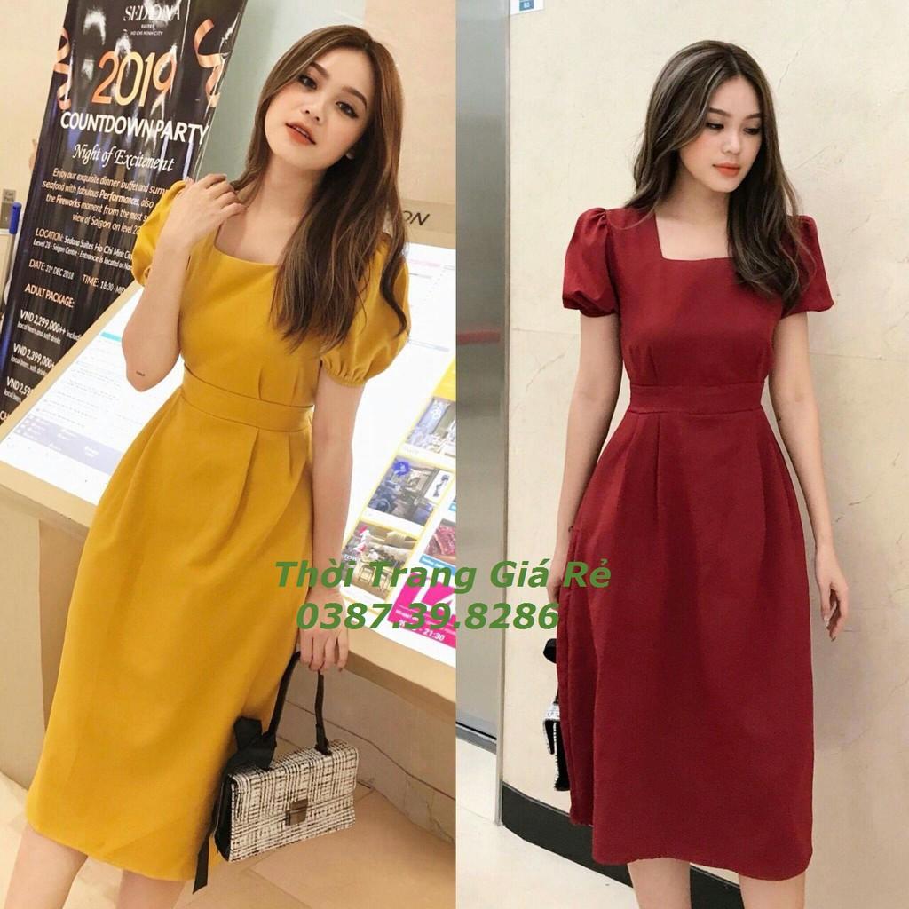 ĐẦM CỔ VUÔNG TAY PHỒNG