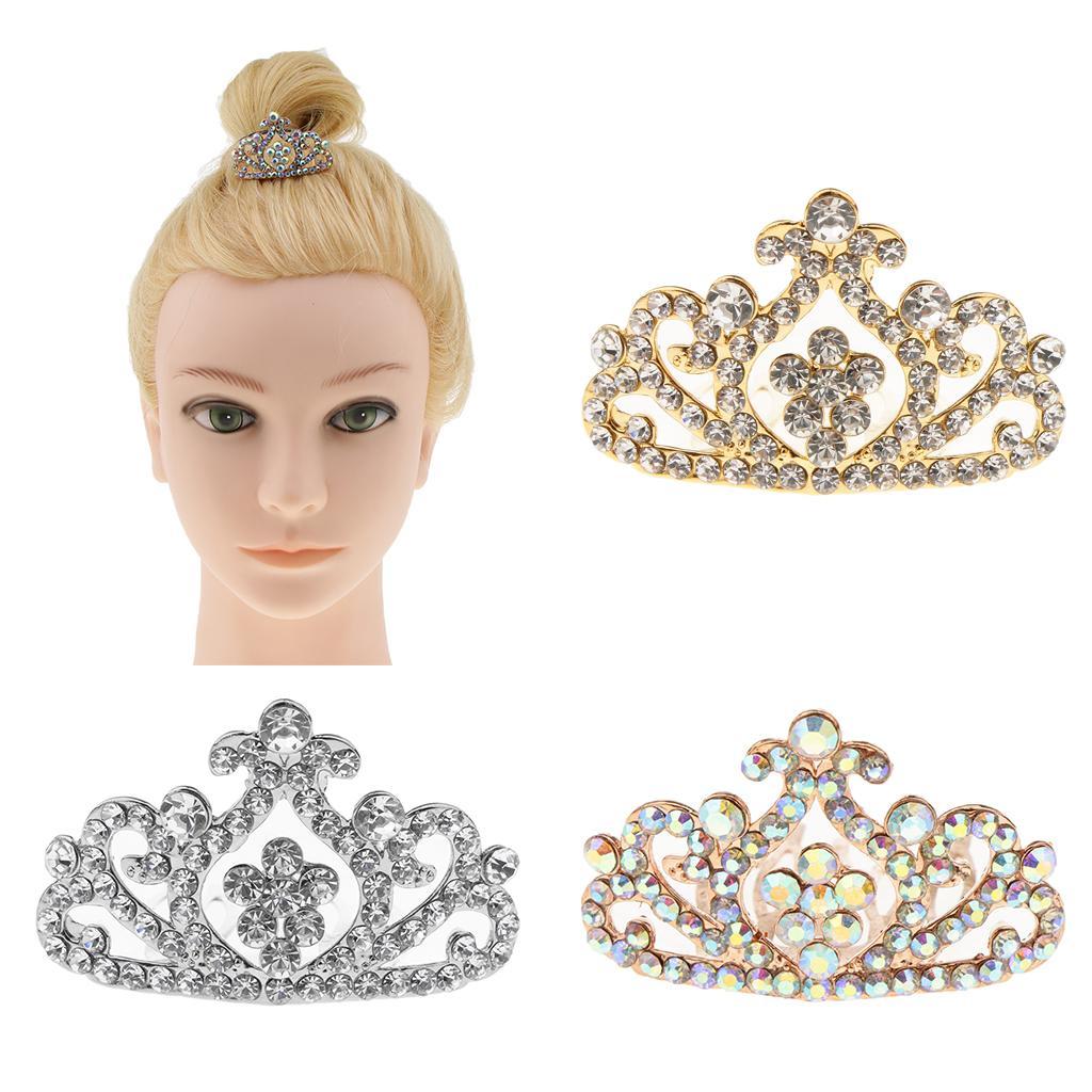 Girls Princess Tiara Crown with Comb Kids Hair Accessories Gold