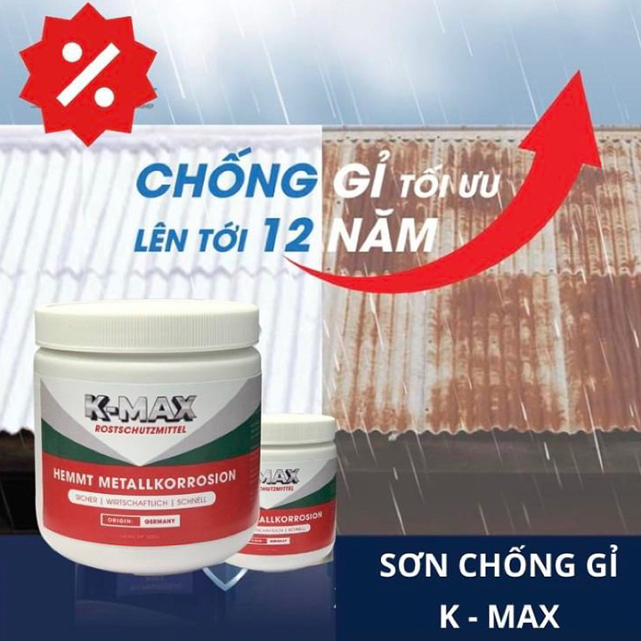 [Tặng Chổi Quét] Sơn Keo Chống Gỉ Sắt, Han Rỉ Kim Loại K-MAX 500ml Màu Xám Đậm Nhập Khẩu Đức Độ Bền 10 Năm, An Toàn Không Độc Hại