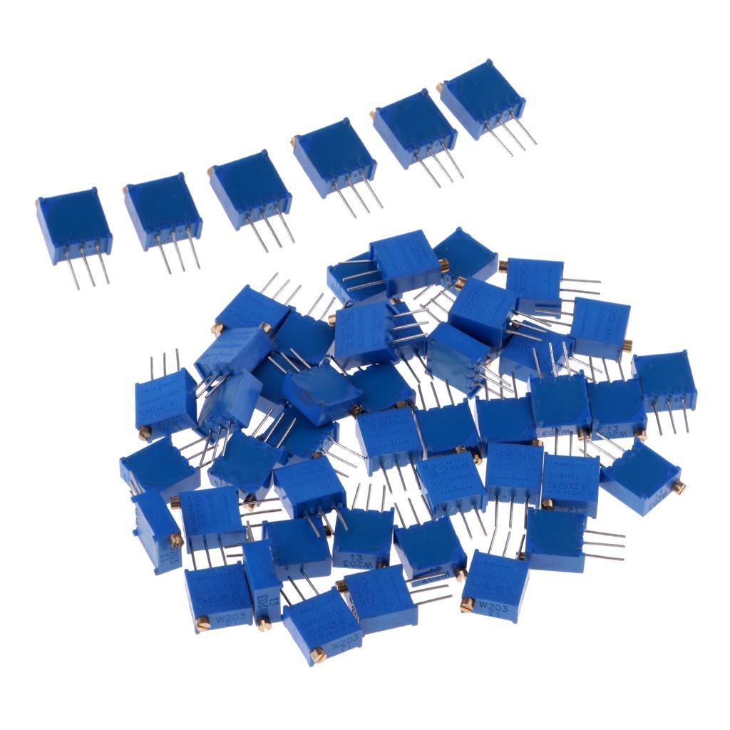 50 Pieces 3296W Precision Trimmer Potentiometer Variable Resistor 20K Ohm