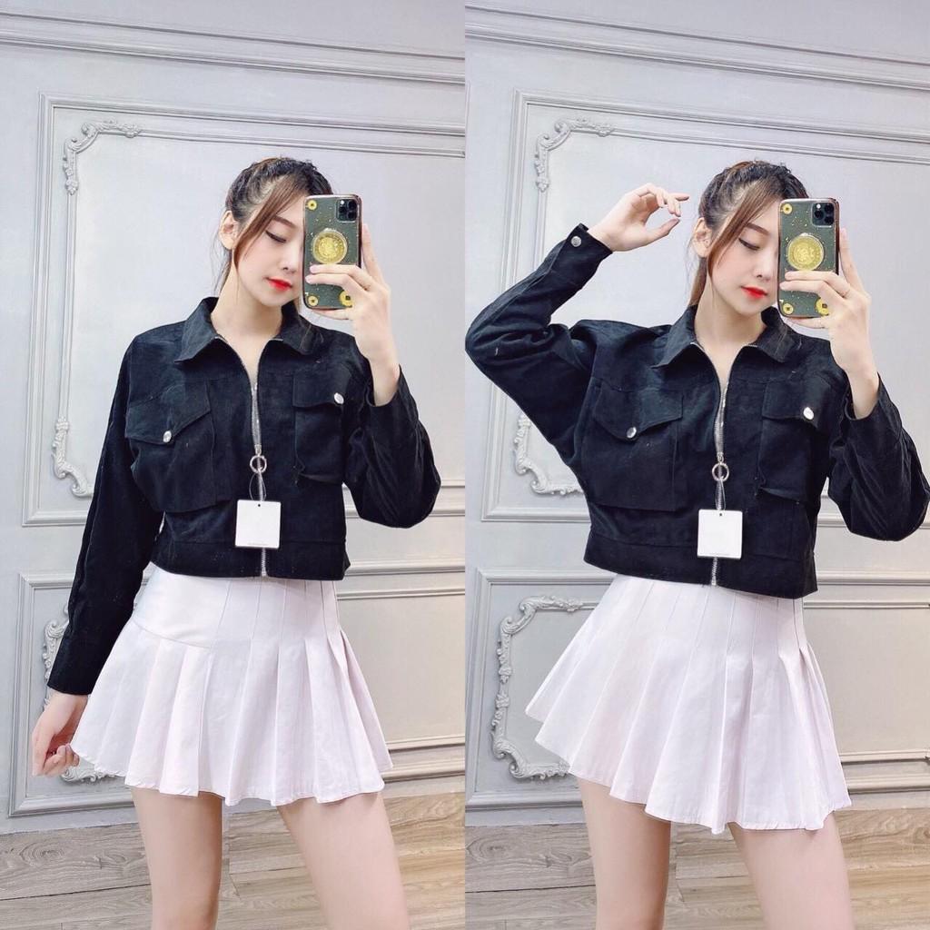 ÁO KHOÁC NHUNG BỐ LỤA QUẢNG CHÂU CAO CẤP, ÁO KHOÁC CROPTOP LỬNG CÁ TÍNH