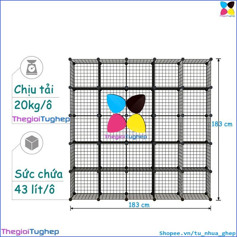 Tủ lưới sắt lắp ghép đa năng hiện đại để sách, đồ dùng trang trí phòng làm việc 30 ô