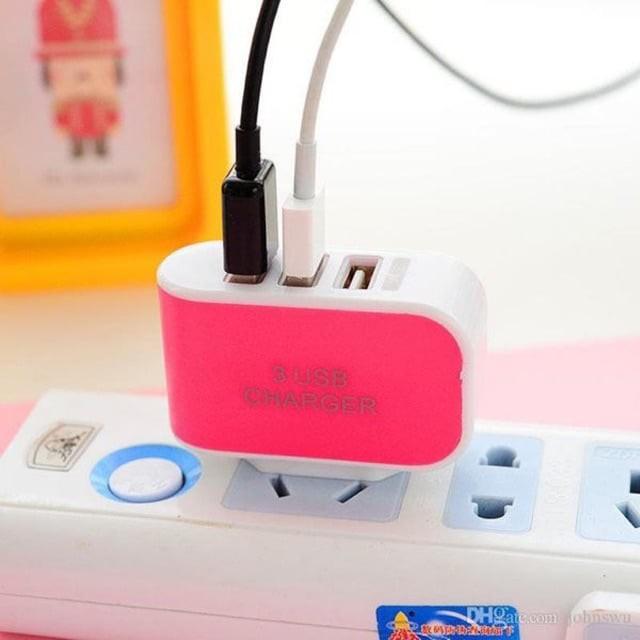 CỦ SẠC THÔNG MINH 3 CỔNG USB NHIỀU MÀU (GIAO MÀU NGẪU NHIÊN)