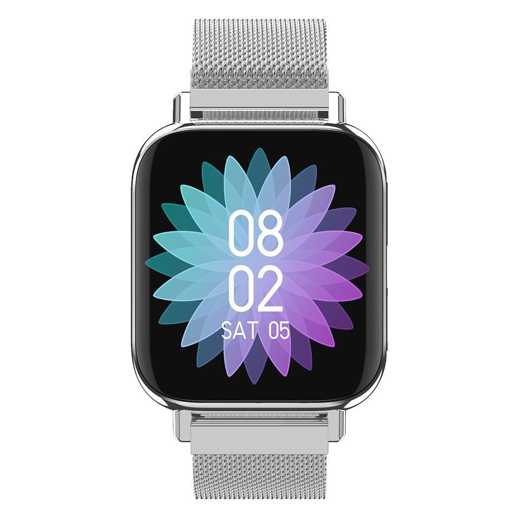 Bluetooth4.0 Smart Watch Heart Rate Sleep Monitor Full Touch Black Steel
