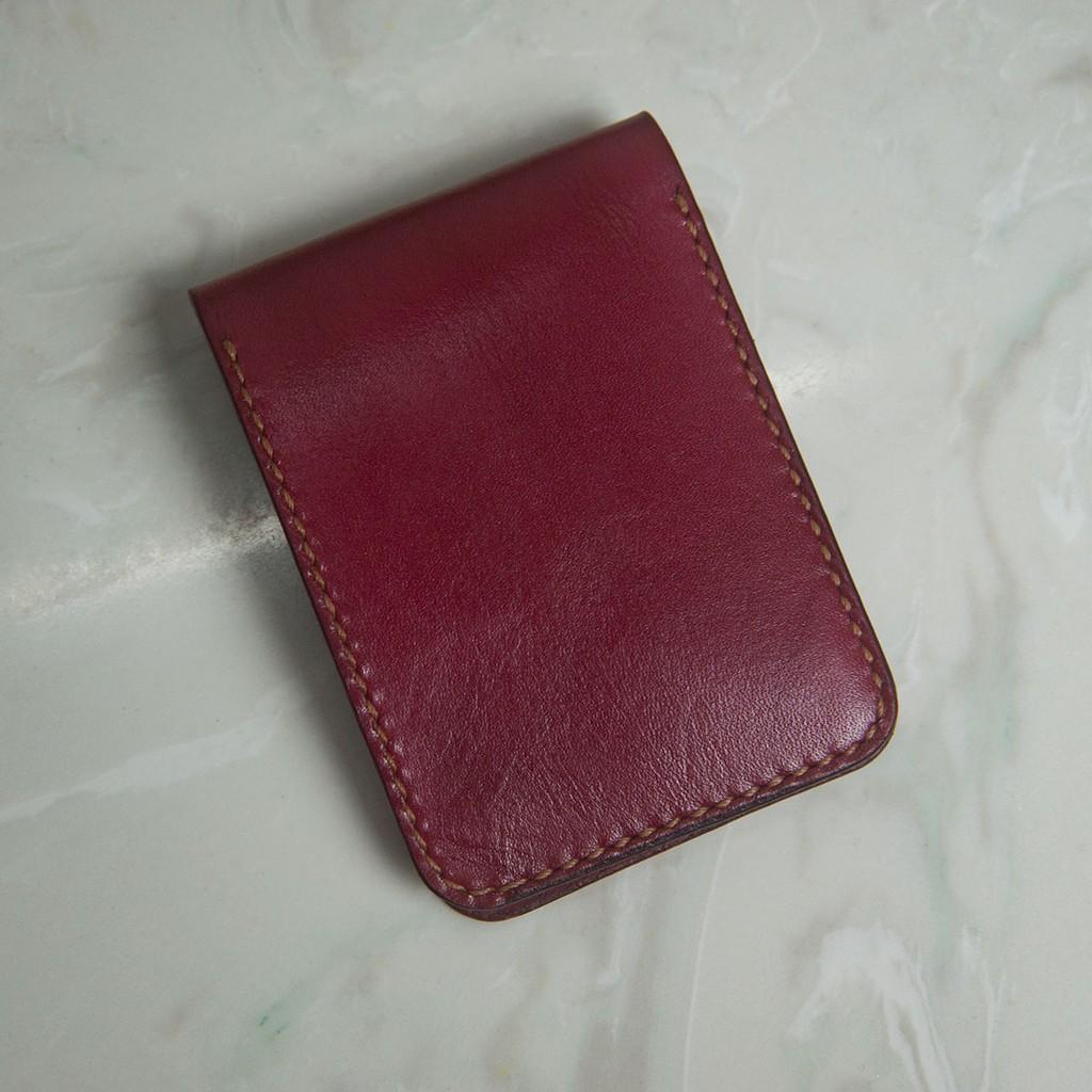 Ví Sen handmade da thật - Màu Đỏ đô - Da thật nhập khẩu - Ví da handmade tặng kèm free khắc Laser