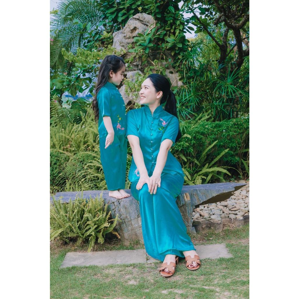 Đồ Lam Đi Chùa Cho Bé Mẫu Cá Ngọc Xinh Xắn