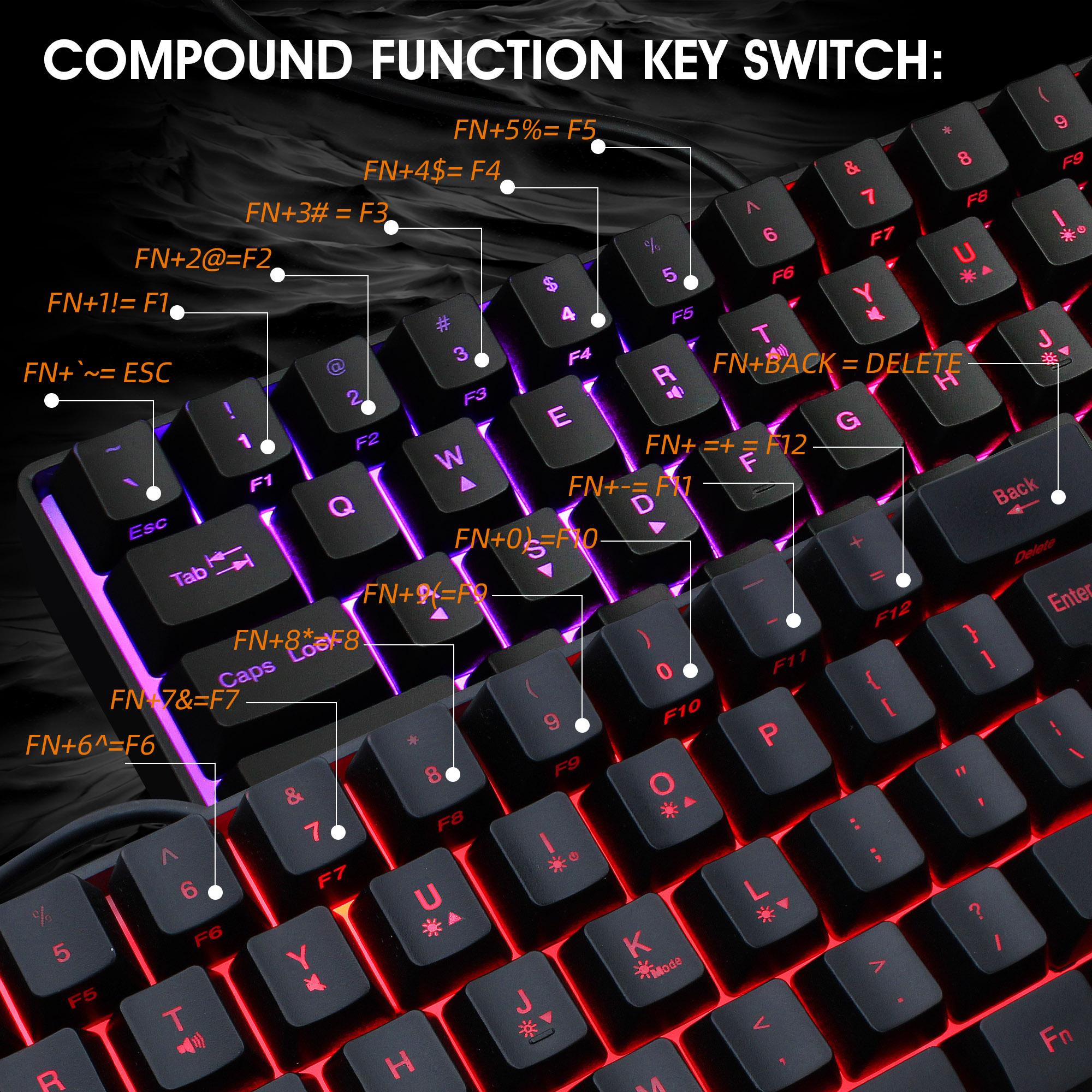 Mini Keyboard 61-key Rgb Lighting Usb Wired Abs Computer Gaming Keyboard