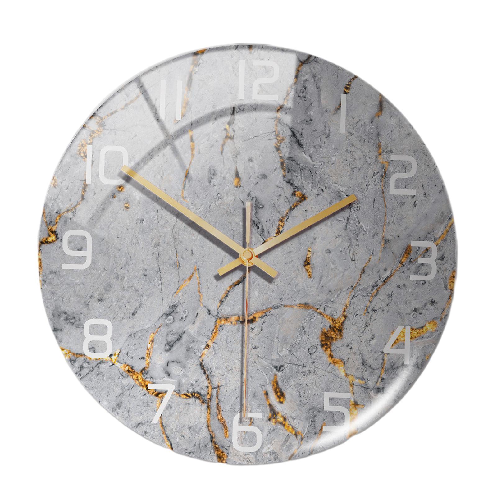 Modern Marble Texture Wall Clock Non Ticking Silent 12 Inch Art Clock for Living Room Bedroom Office School Home Decor
