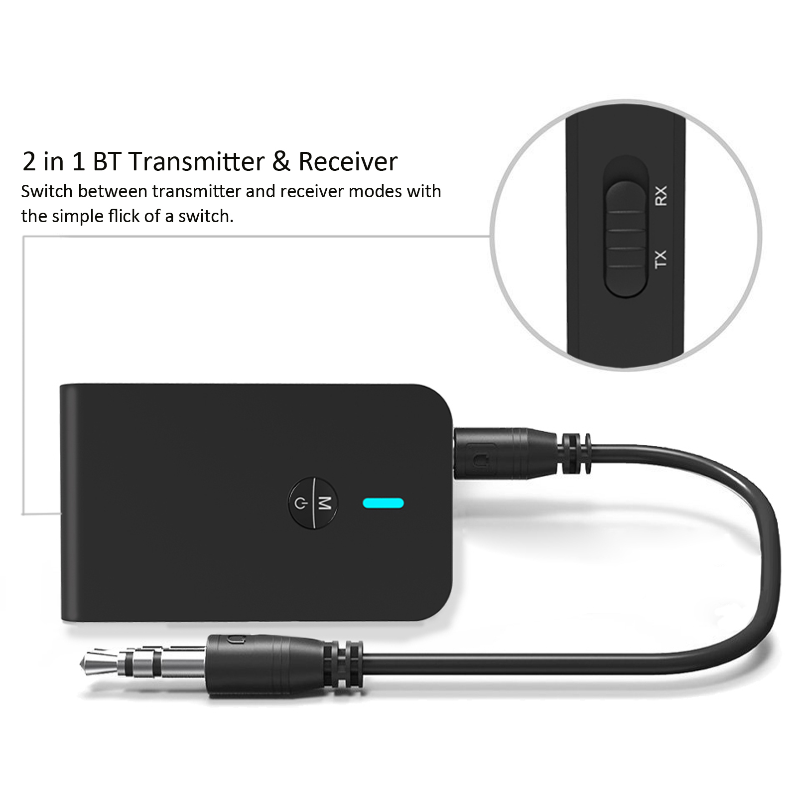 Bộ Chuyển Đổi Âm Thanh Không Dây BT-6 2 Trong 1 Bluetooth 5.0 AUX 3.5mm Cho Máy Phát Trên Ô Tô