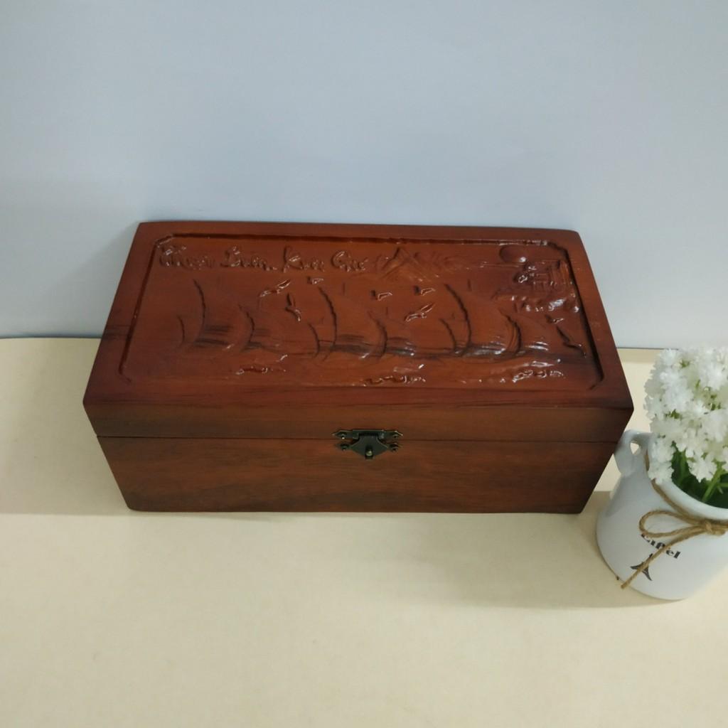 Hộp đựng con dấu gỗ hương lót nỉ thuận buồm xuôi gió