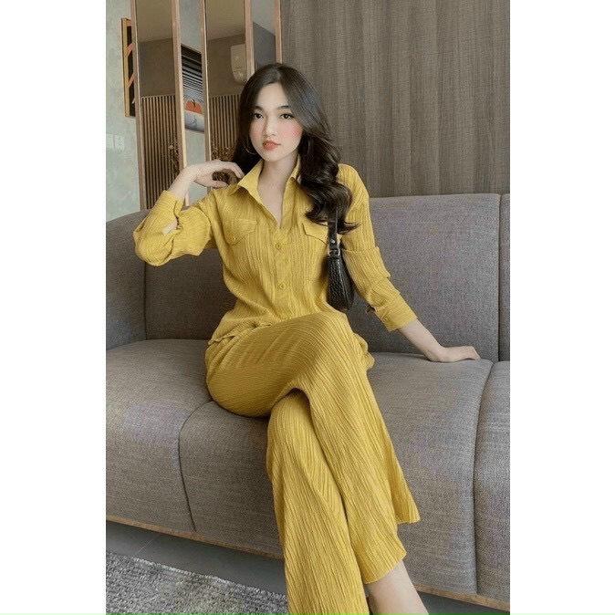 SET BỘ ÁO SOMI QUẦN ỐNG RỘNG 13793