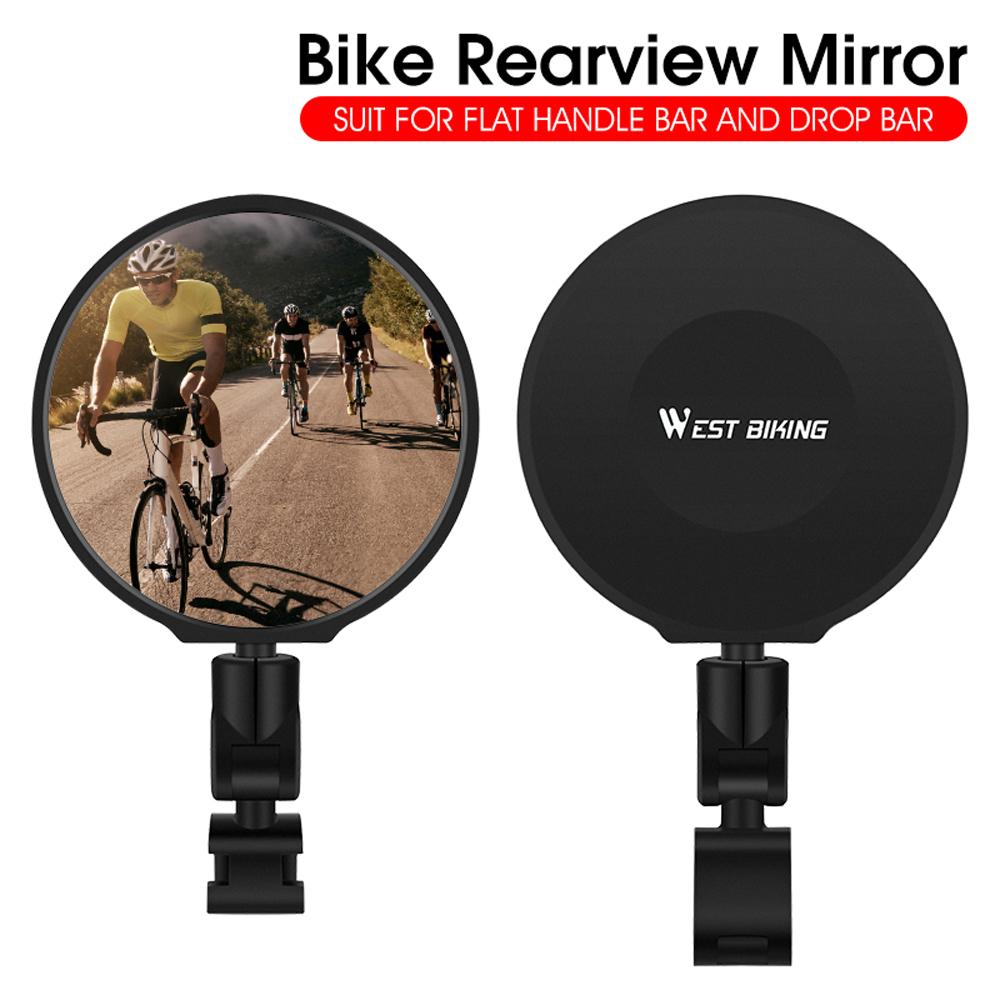 WEST BIKING Bicycle Mirror Wide-angle Convex Rear View Mirror for Road Bicycles Unbreakable Rotatable Rearview Safety Bicycle Handlebar Mirror