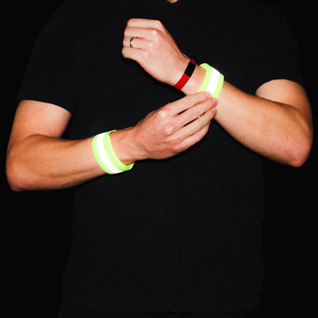 4pcs Reflective Running Cycling Jogging Hand Wrist Ankle Arm Leg Band Yellow