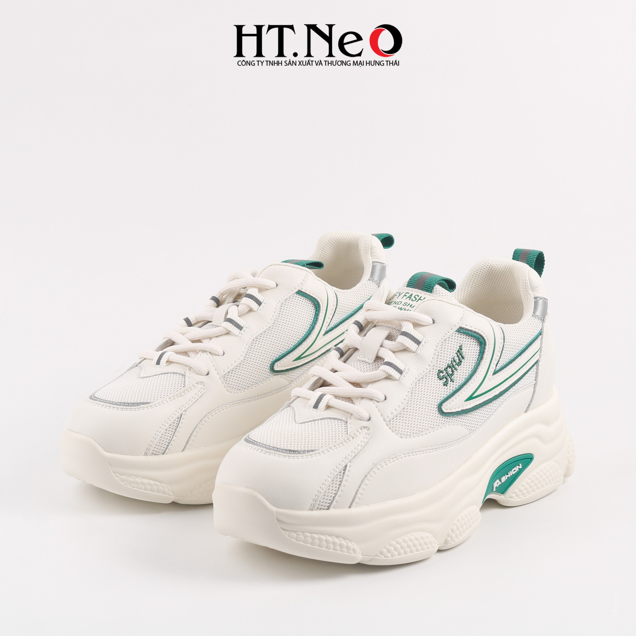 Giày thể thao, giày sneaker nữ đế cao su đúc, đế cao, chất liệu da kết hợp vải lưới, kiểu dáng trẻ trung, đi êm chân, thoải mái TTN09