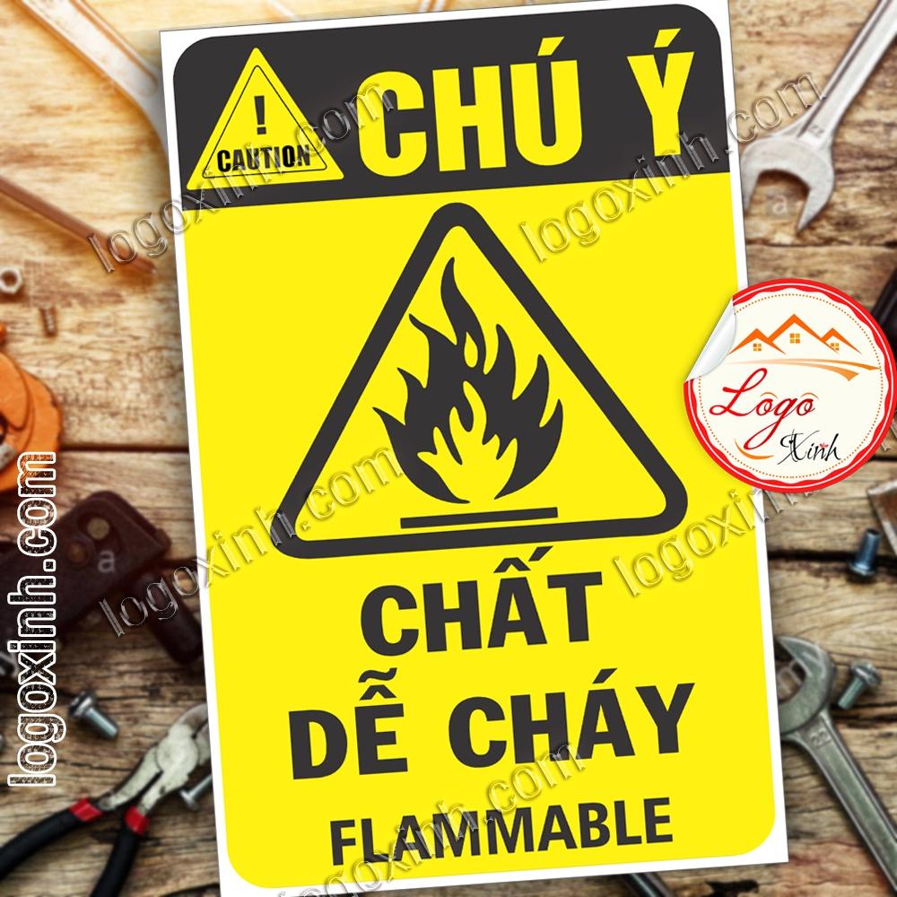 LOGO TEM STICKER CẢNH BÁO CHẤT DỄ CHÁY FLAMMABLE - BIỂN CẢNH BÁO AN TOÀN LAO ĐỘNG