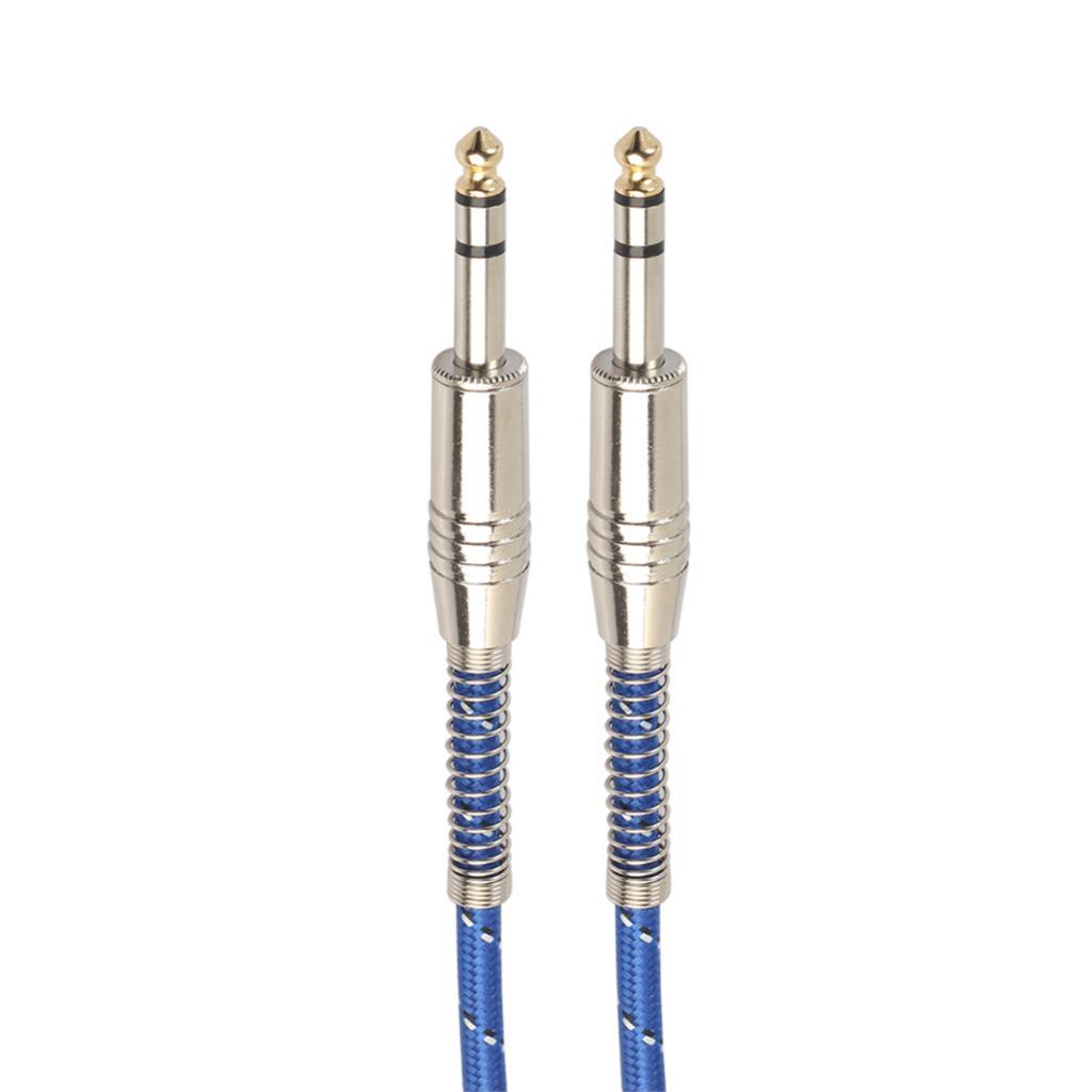 2xBass Guitar 6.35mm Stereo Male to Male Audio Cable Nylon Braided Cable 1m