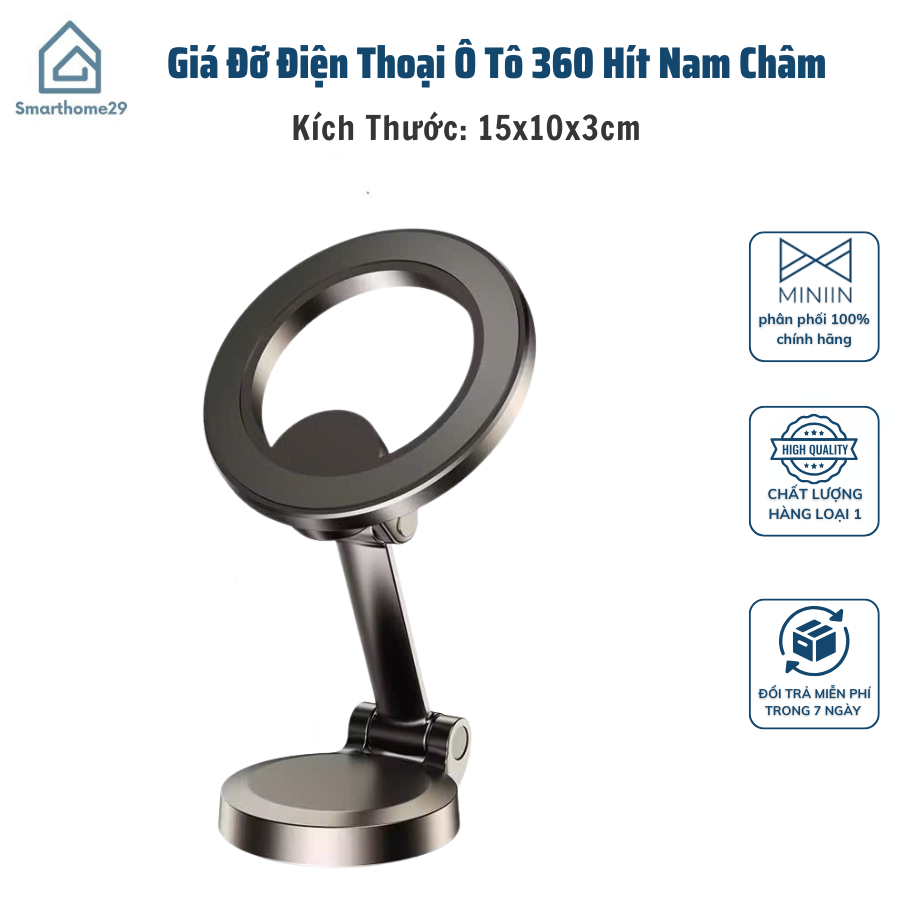Giá Đỡ Điện Thoại Ô Tô 360 Hít Nam Châm, Hỗ Trợ Tất Cả Điện Thoại Di Động - HÀNG CHÍNH HÃNG MINIIN