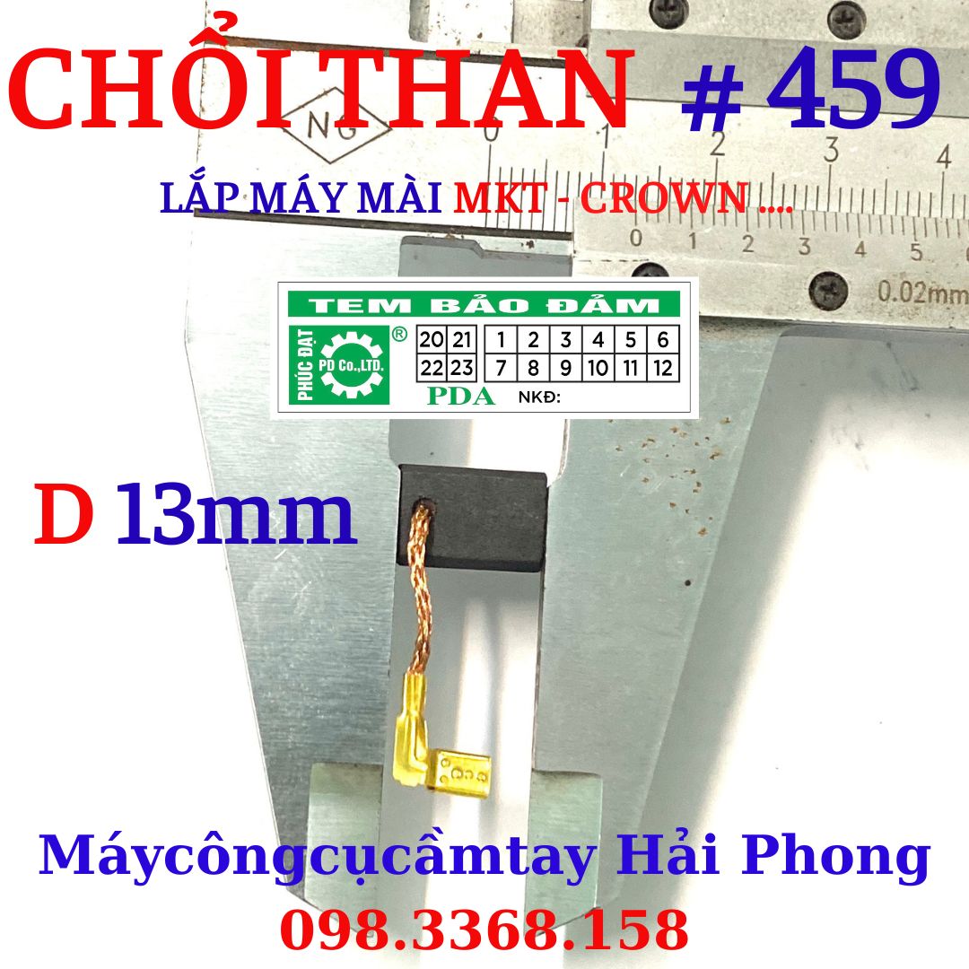 Chổi than 'T459'-'T459A' dùng cho máy mài. Kích thước ( 6 *9 *13 ) mm, Giắc tai ghim