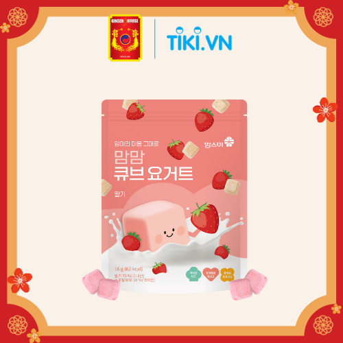 Sữa Chua Khô Vị Dâu Tây Momsmi Mommom Cube Yogurt Strawberry - Gói 16g