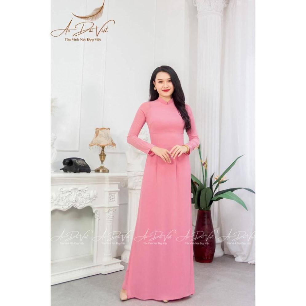 Áo Dài Màu Vỏ Đỗ Trơn 4 Tà Quần Lụa 2 Lớp Thướt Tha Áo Dài Việt may sẵn Chuẩn Phom cam kết Chất Lượng