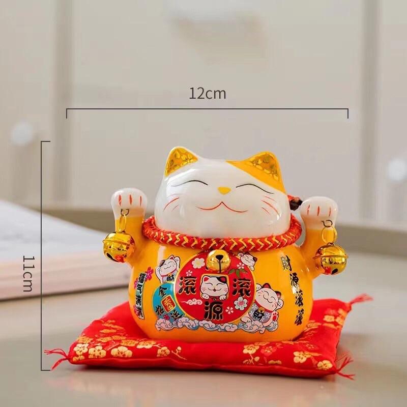 Mèo thần tài, mèo may mắn maneki neko phúc lộc viên mãn 20cm (kèm đệm