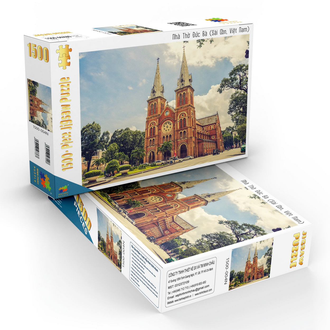 Nhà Thờ Đức Bà (Sài Gòn, Việt Nam) - Bộ Tranh Ghép Hình Minh Châu 1500 Mảnh Kích Thước 60x80cm