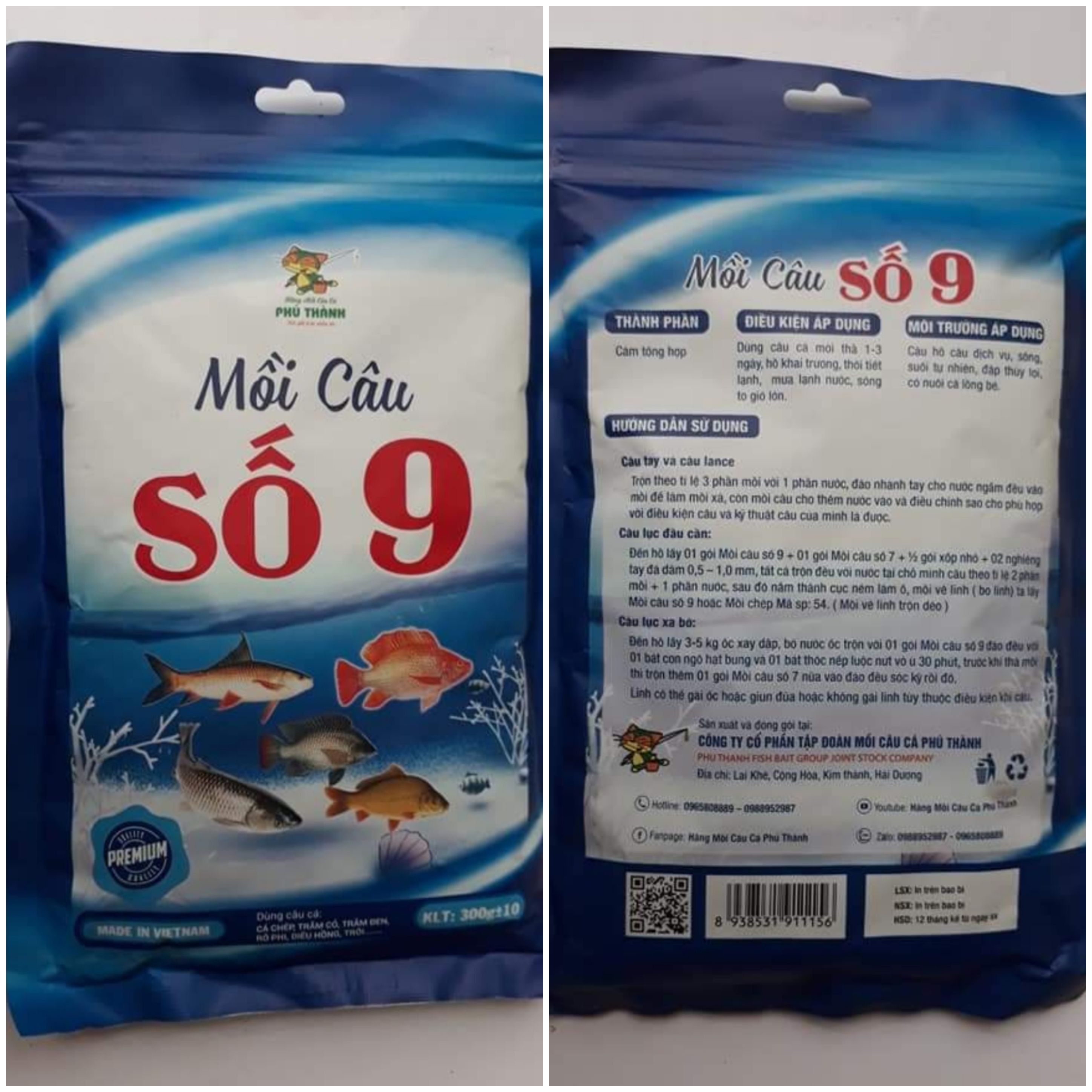 2 gói MỒI CÂU SỐ 9 _ Hãng Phú Thành