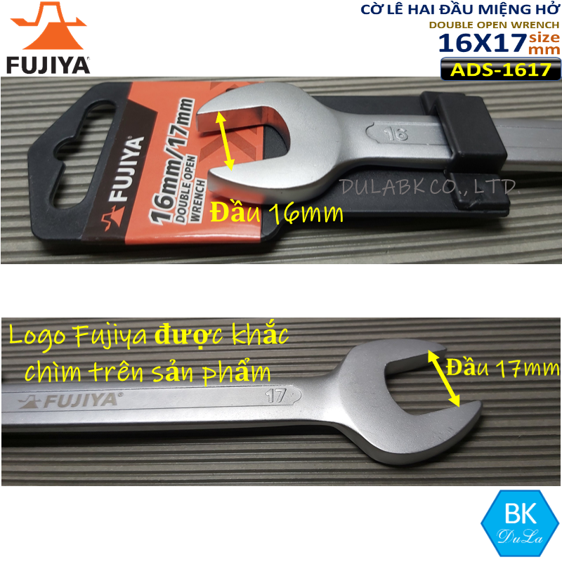 Cờ lê hai đầu miệng hở 16x17mm Fujiya Công nghệ Nhật Bản ADS-1617 Genuine Thép CR-V