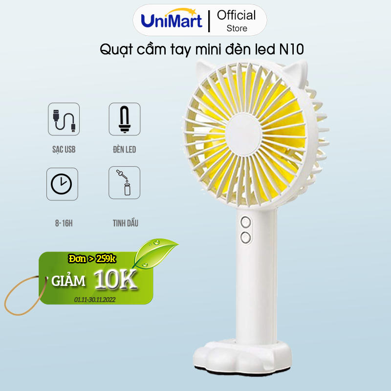 Quạt cầm tay tiện lợi gắn tai thỏ Damas N10 - Thiết kế dễ thương - Phù hợp tiêu chuẩn hiện đại