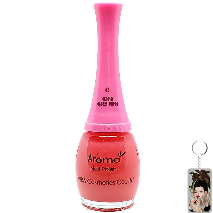 Sơn móng tay Aroma Nail Polish Hàn Quốc 12ml #42 hồng thạch tặng kèm móc khóa