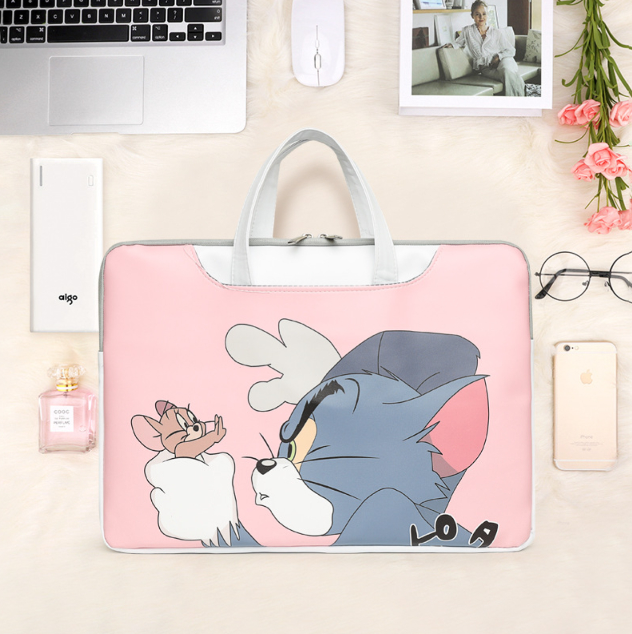 Túi xách da chống sốc laptop máy tính , túi công sở nữ cặp đựng laptop cute dễ thương