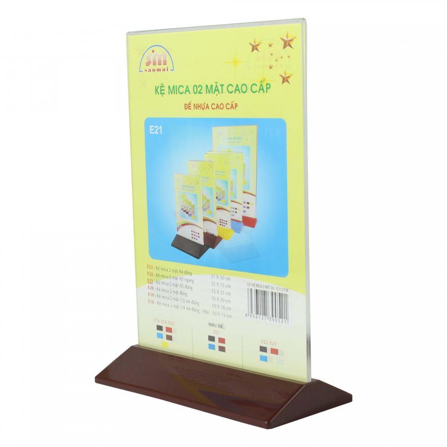 Kệ 2 mặt mica SM E20 đế nhiều màu.