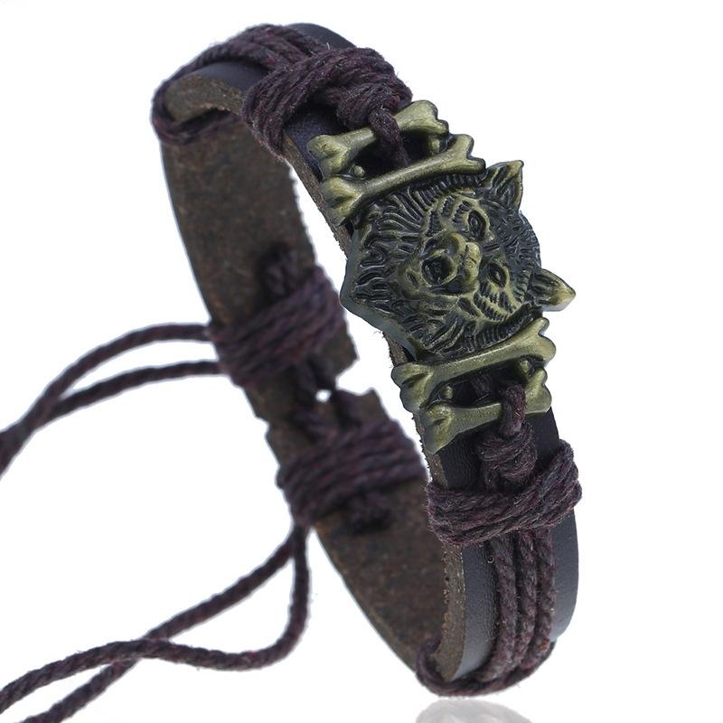 Vòng Tay Da Đầu Sói Cá Tính Unisex