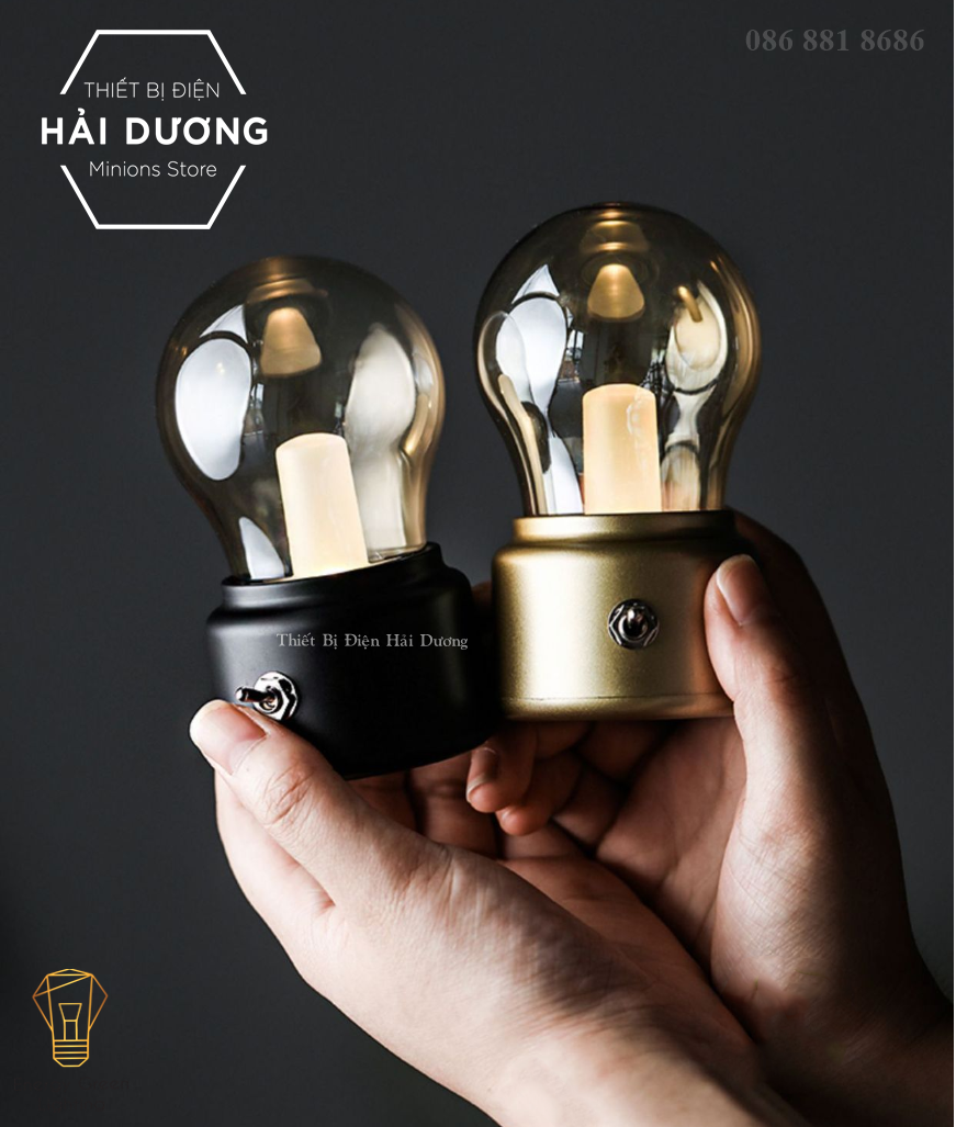 Đèn Ngủ LED Mini Decor Giả Đèn Dầu JP-TTN - Pin Sạc Tích Điện Sáng 25 Giờ Liên Tục - Ánh Sáng Vàng