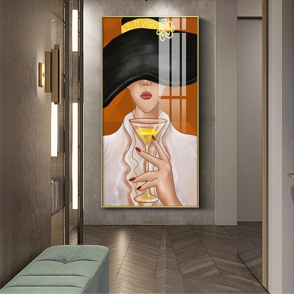 Tranh Tráng Gương Sang Trọng Treo Tường Hiện Đại _ Tranh Pha Lê Cô Gái Hiện Đại