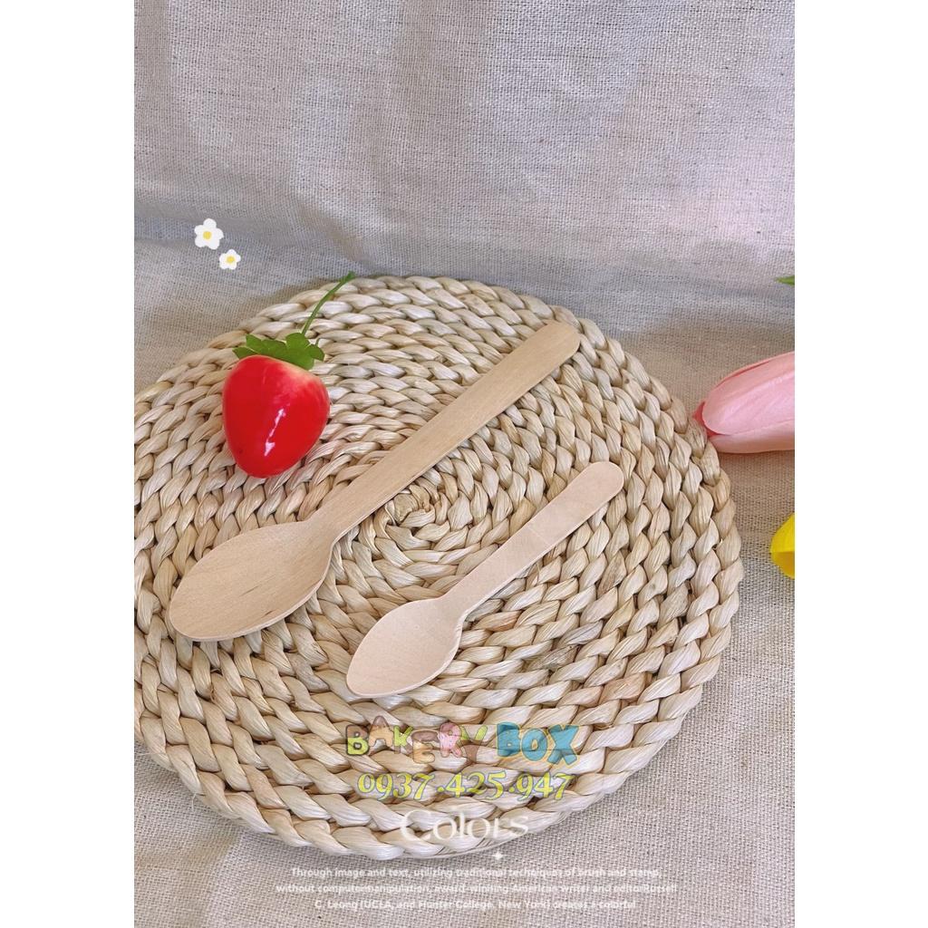 100 Muỗng gỗ nhỏ 11cm dùng ăn tiramisu , panna cotta, mousse