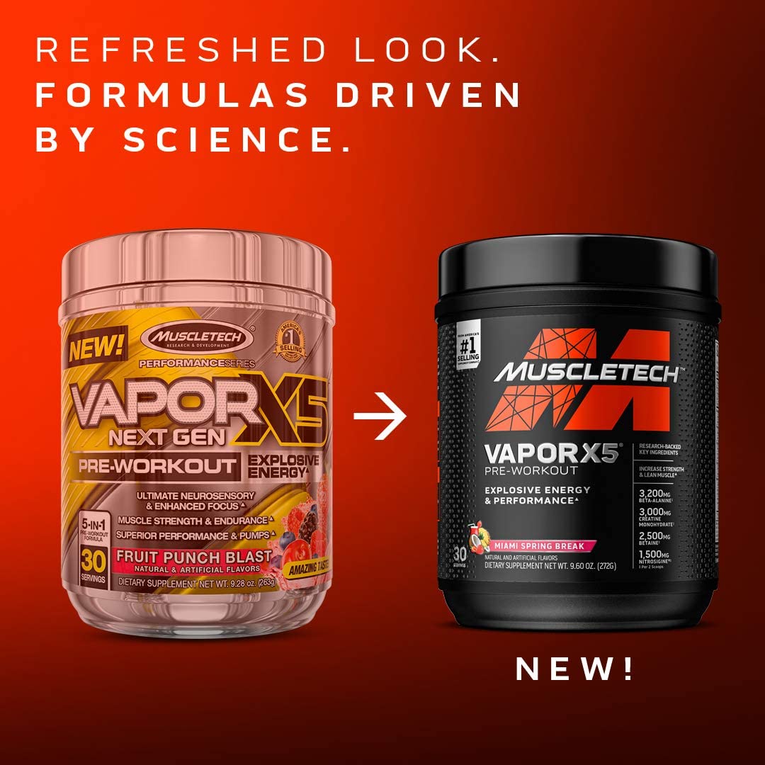 Pre Workout Vapor X5 (30Serving) - Tăng Sức Mạnh Sức Bền của Muscletech