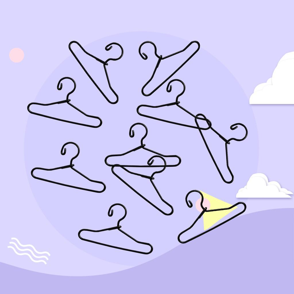 10Pcs Metal Clothes Hangers for BJD Dolls Dress Pants Gown