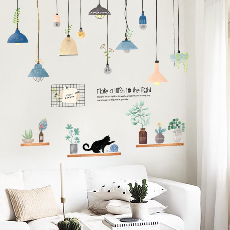 Sticker Dán Tường Họa Tiết Hình Chậu Cây Dùng Trang Trí Phòng Ngủ