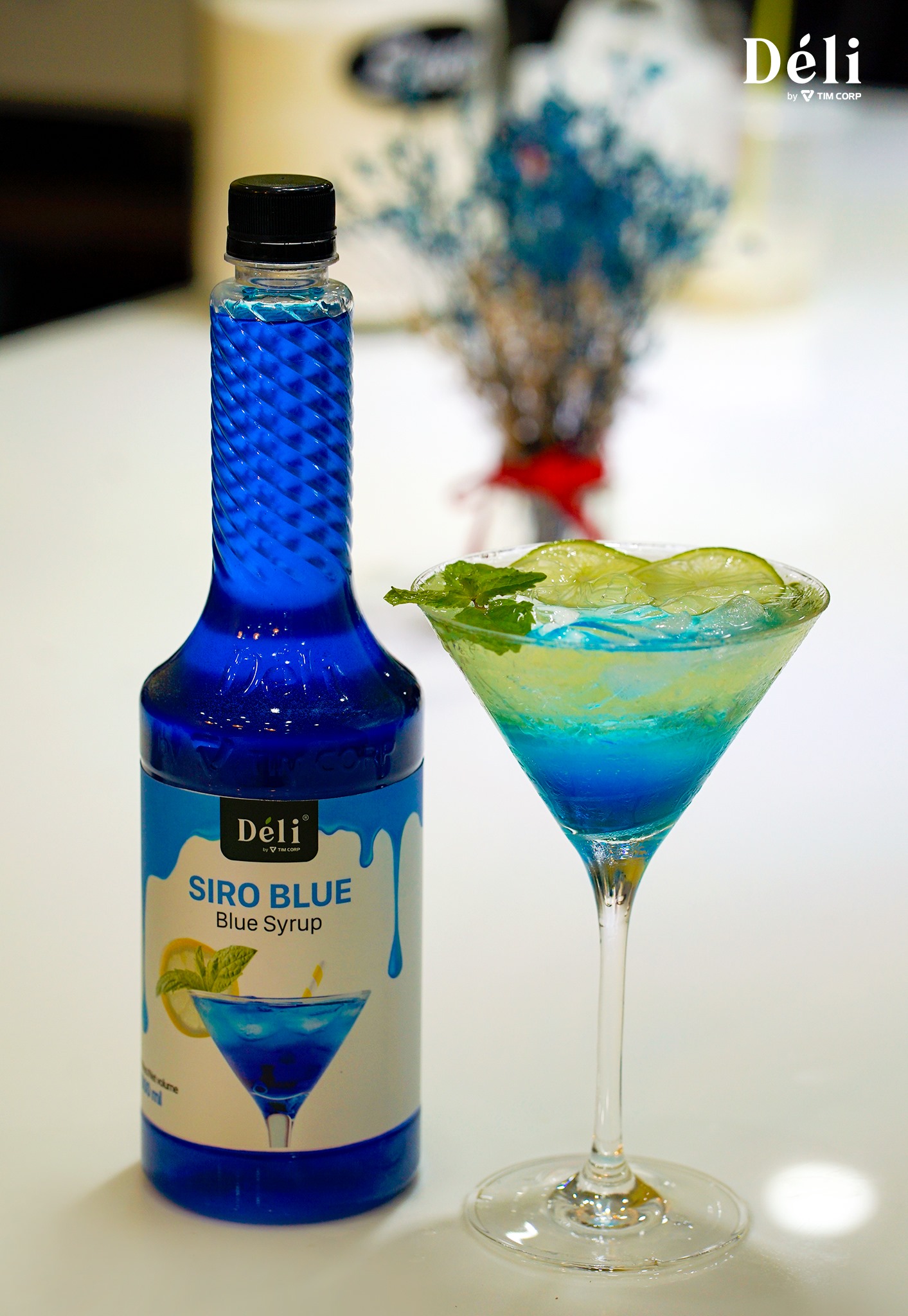 Siro blue Déli chai 1lit, HSD: 12 tháng Nguyên liệu pha chế trà trái cây, soda,...