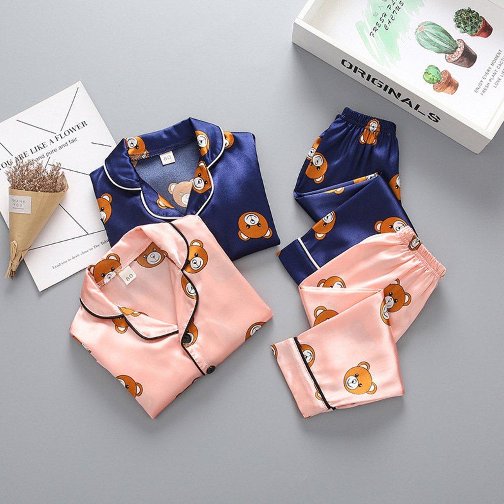 Quần Áo Trẻ Em In Hình Gấu Cute Bộ Đồ Ngủ Pijama Cho Bé Trai Bé Gái Dài Tay Thoáng Mát Size Từ 7-28kg SÂU SHOP