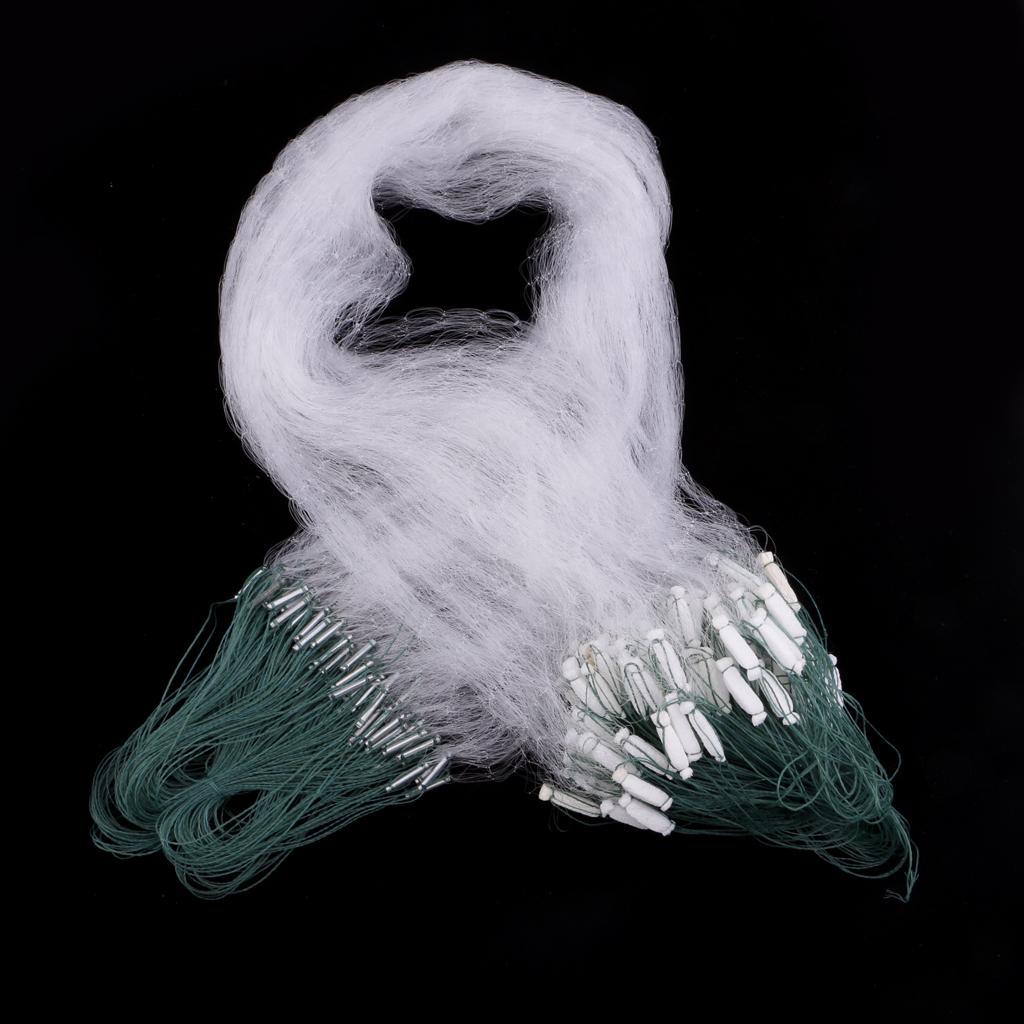 2Pcs 20m Polyethylene Sticky Single Layers Clear Green Bait Trap Monofilament Fishing Gill Net with Floating Screen Mesh Trap