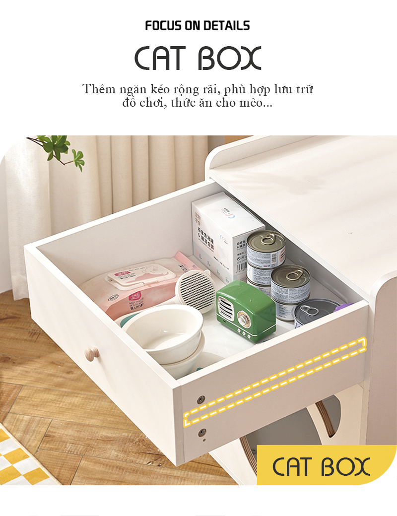 Tab Đầu Giường Kết Hợp Cat Box Có Chân - GP195 - Kệ Tủ Đầu Giường