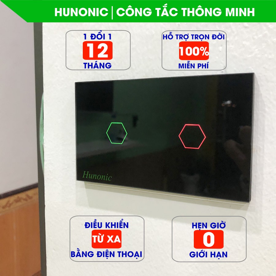 Công tắc WIFI HUNONIC 2 Nút Việt nam