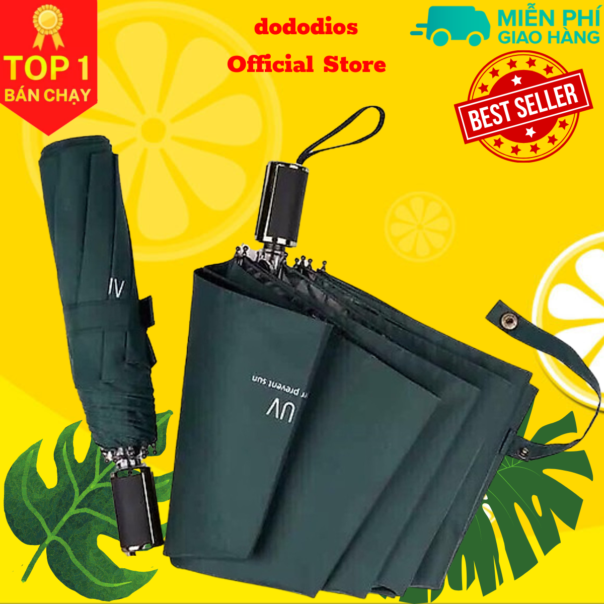 Ô tự động có nút đóng mở - Ô che nắng che mưa, Dù gấp gọn phủ lớp chống tia UV - Chính hãng dododios